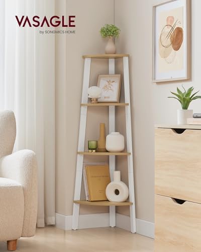 VASAGLE 4-Tier Corner Shelf Stand, Modern Ladder Shelf - Image 2