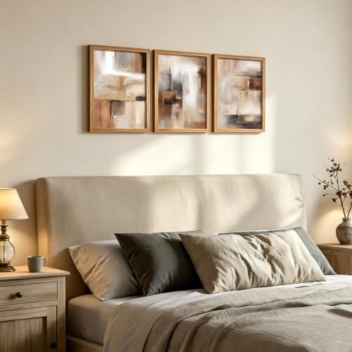 LYYGLYY 3Pcs Wood Framed Abstract Brown Canvas Wall Art 12x16 Inches - Image 2