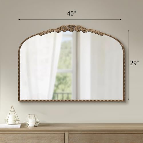 Besdomus Gold Large Arched Mirror: 40"x29" French Vintage Dresser Mirror - Image 4