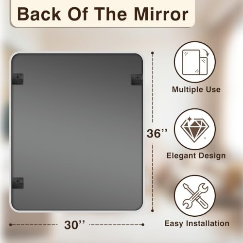 Vanity Bathroom Mirror, 36”x30” Silver Bathroom Mirror - Image 2