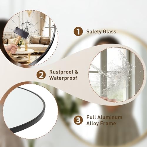 NEWBULIG Round Bathroom Mirror 18", Wall Mirror - Image 4