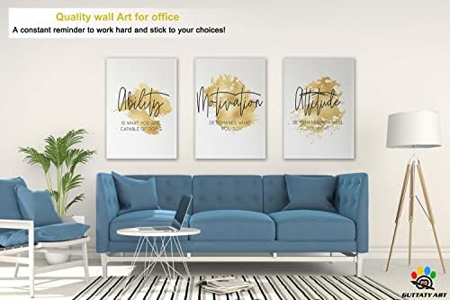 Office Wall Art-3 Panel Motivational Wall Art, Inspirational Quotes Canvas Art - Image 2
