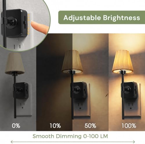 L LOHAS LED Night Lights Plug into Wall, Pleated Fabric Cover Night Light - Image 3