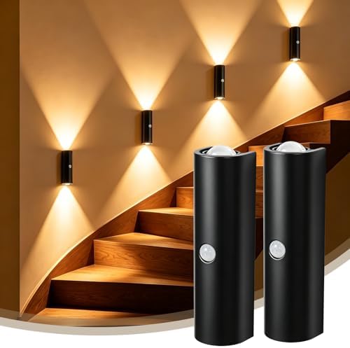 2 Pack Motion Sensor Wall Light, Rechargeable Wall Sconces by DEXULESA