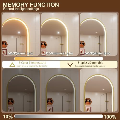 40"x30" Gold LED Bathroom Mirror - Image 2