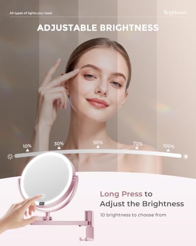8" Wall Mounted lighted Makeup Mirror, Double Sided 1x/10x Magnifying Mirror - Image 4