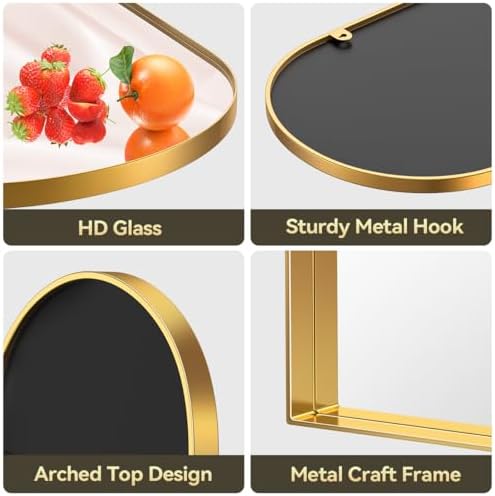 Brightify Arched Mirror, Arched Wall Mirror, 32 x 40 Inch Gold Arch Mirror - Image 6