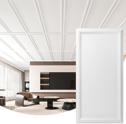 Art3d 12-Pack Waterproof Drop Relief Ceiling Tiles, 24 x 48 in by Art3d