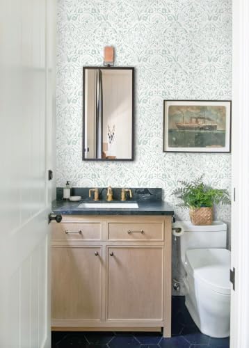 Heroad Peel and Stick Wallpaper Green Floral Wallpaper Boho Modern Wall Paper - Image 5