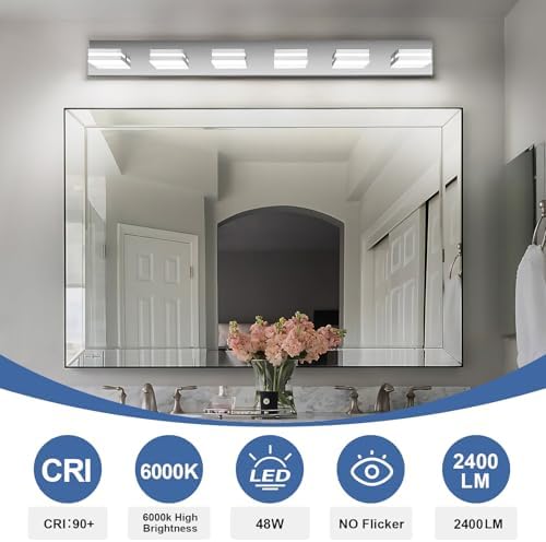 Modern LED Stainless Steel Chrome Acrylic Bathroom Lights Fixtures 6-Light - Image 5