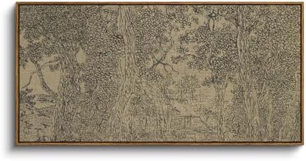 InSimSea Extra Large Framed Vintage Wall Art, Rustic Forest Sketch by InSimSeaArt