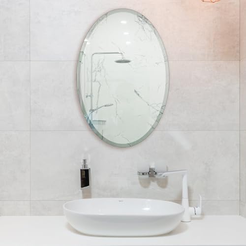 Bathroom Mirror for Over Sink 16" x 24" Oval Frameless Wall Mirror - Image 6