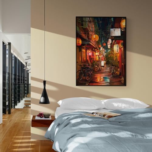 Japanese Tokyo Tea House Canvas Wall Art Asian Lantern Street Night Scene - Image 5