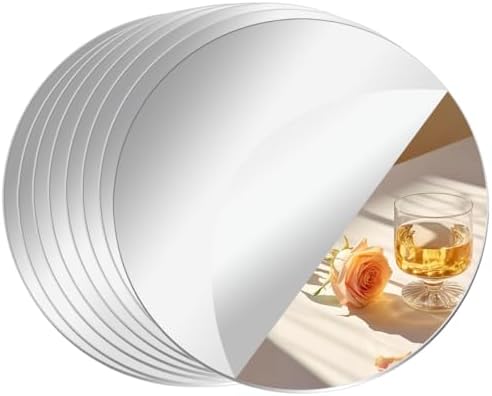 8 Pack Acrylic Round Mirrors, 6 inch Circle Mirror Tiles Self Adhesive Mirror by CEUQIESO