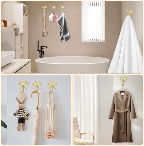2Pcs Large Size Gold Bow Wall Hook, Metal Hook, Bow Room Decor Hooks - Image 4