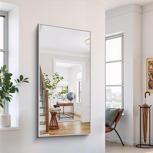 YIROMAN Bathroom Mirror 60"x30", Large Brushed Silver Bathroom Mirror - Image 5