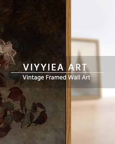 VIYYIEA Vintage Floral Large Framed Wall Art, Rose Bouquet Flower Paintings - Image 6