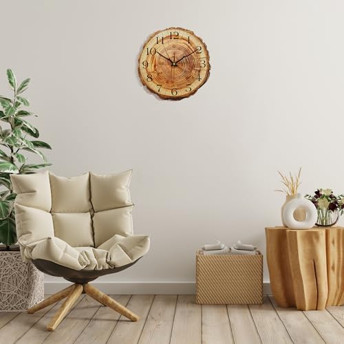 Lafocuse 12 Inch Brown Wooden Rustic Wall Clock - Image 2
