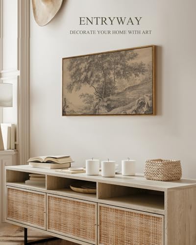 InSimSea Extra Large Framed Vintage Wall Art, Woodland Landscape - Image 4