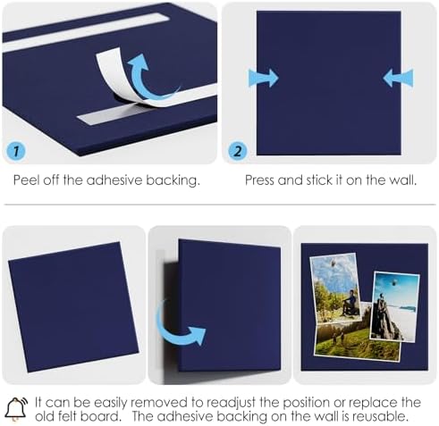 MaxGear Felt Bulletin Board 48" x 36", Dark Blue Felt Wall Tiles Wall Decor - Image 4