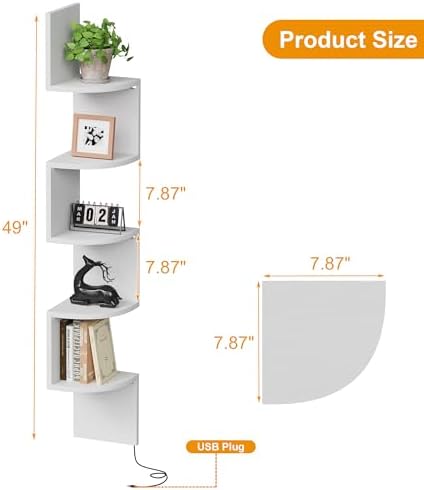 Qupui 5-Tier Corner Shelf with LED - Image 2
