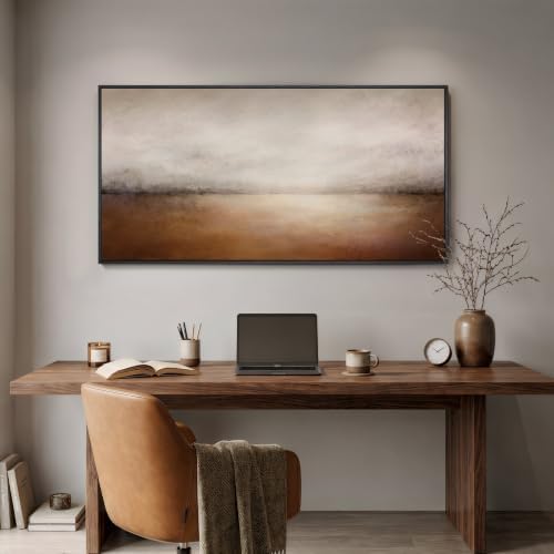 Large Framed Brown Abstract Landscape Wall Art - Image 4