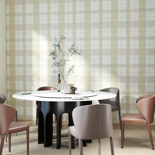 Timeet Modern Peel and Stick Wallpaper Plaid Wallpaper Brown Beige Boho Contact - Image 3