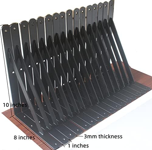 16 Pack L10 x H 8" Black Heavy Duty Shelf Brackets - Image 2