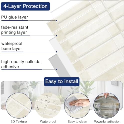 MORCART 10PCS Thicker Design Peel and Stick Backsplash, 11.7"x11.7" - Image 4