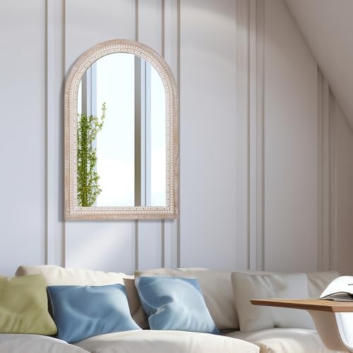 36x24 Inch Arched Wall Mirror, Rustic Farmhouse Wood Mirrors - Image 4
