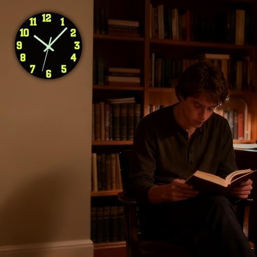 Glow in The Dark Wall Clock, 8 Inch Modern Silent Non Ticking Wall Clocks - Image 6