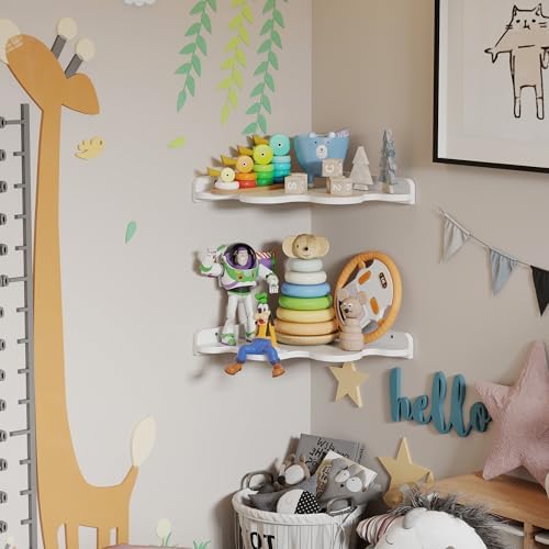 Cloud Corner Shelf Wall Mount, 2-Tier Floating Wavy Corner Wall Shelves - Image 3