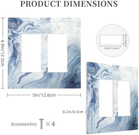Decorative Outlet Covers Blue Marble Pattern 2 Gang Double GFCI Rocker - Image 5