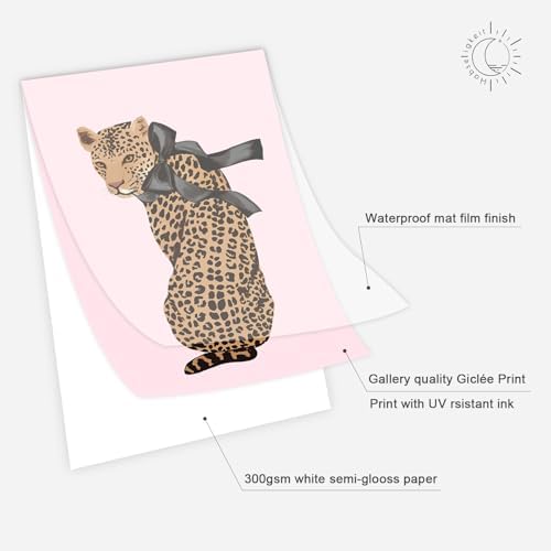Habseligkeit Pink Leopard Print Wall Art, Preppy Wall Decors - Image 6