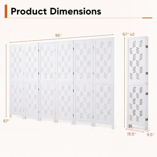 GIANTEX 6 Panel Folding Room Divider, Wood Privacy Screen - Image 3