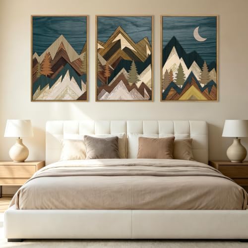BINCUE Extra Large Mountain Wall Art Set of 3 Moon Froest Wall Decor Nature - Image 3