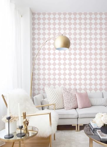 Safiyya Pink Wallpaper Geometric Checkered Peel and Stick Wallpaper Self - Image 2