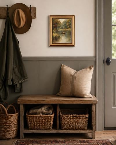 Gold Framed Wall Art, Country Fisherman Canvas Prints, Vintage Rowboat River - Image 6