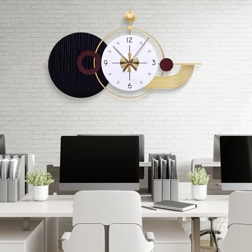 37.8×21 Inch Modern Abstract Geometric Metal Wall Clock - Image 3