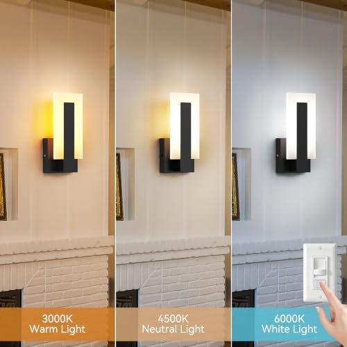 2 Pack Modern LED Wall Sconces, 9.74Inch 5W 3000K 4500K 6000K 10-10% Dimmable - Image 3
