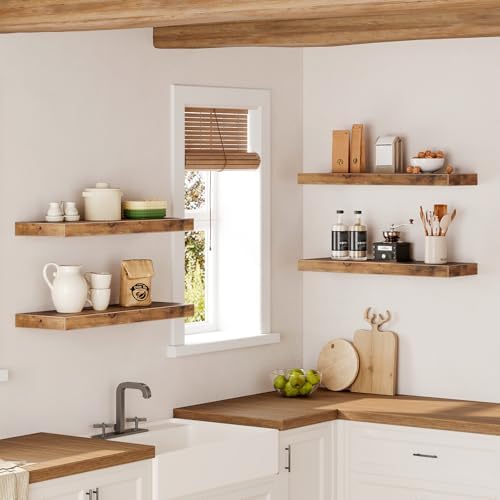 RALGEND Floating Shelves for Wall, 23.6" Wooden Wall Shelf Set of 4 - Image 5