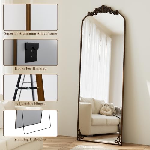HARRITPURE 64"x21" Vintage Full Length Mirror, Arched Standing Mirror - Image 5