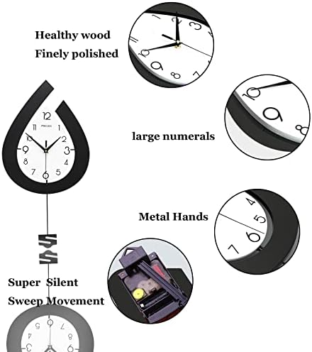 Large Modern Black Pendulum Wall Clock - Image 6