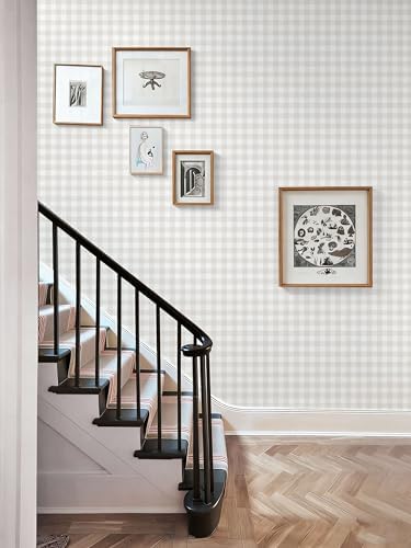 Heroad 17.3"x196" Plaid Peel and Stick Wallpaper Neutral Wall Paper Boho - Image 4