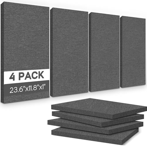 BUBOS 4-Pack Fabric Acoustic Panels 23.6x11.8x1", Self-Adhesive Sound Panel by BUBOS