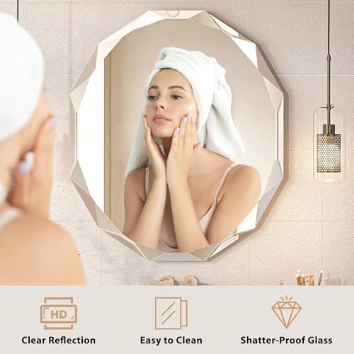24x30 Inch Bathroom Mirrors for Over Sink, Round Frameless Mirrors for Wall - Image 5