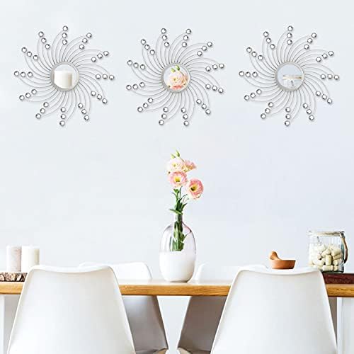 Uaussi 3 Pack Crystal Sunburst Wall Mirror Décor Rhinestone Mirrors Decorative - Image 3