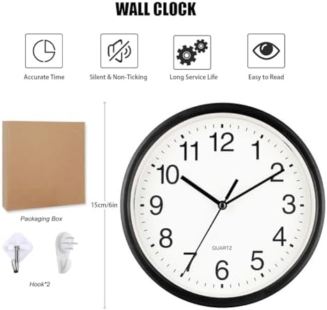 6 Inch Silent Wall Clocks Battery Operated, Non-Ticking Modern Round Clock - Image 7