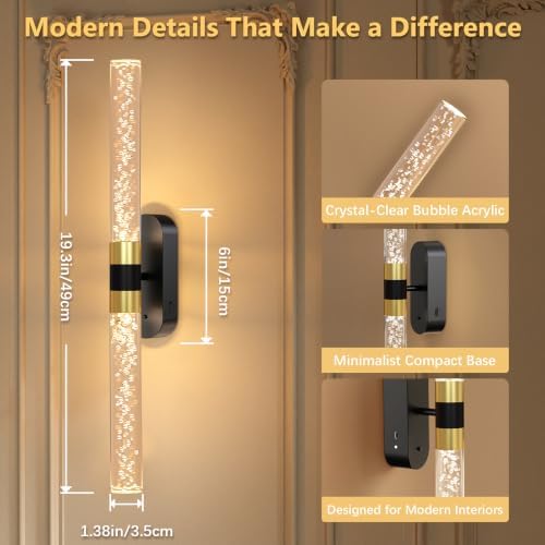 Crystal Battery Operated Wall Sconces Set of 2 - Image 5
