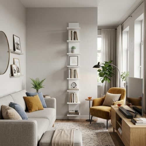 Qupui 8 Tier Wall Shelf Unit, 63 Inch Floating Storage, 9.3 Inch Wide - Image 7